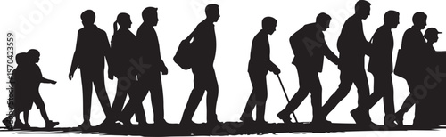 people silhouettes pedestrians walking line urban vector art