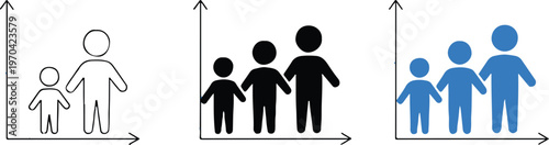 growth people progression diagram with increasing size marker and axis