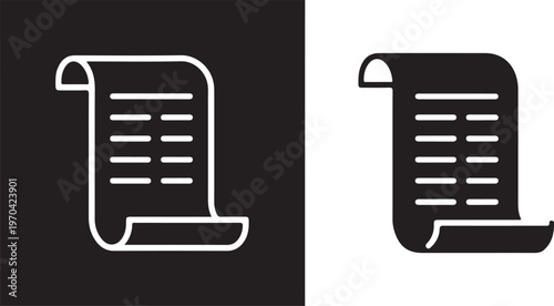 scroll icon comparison dark and light parchment glyphs for ui design