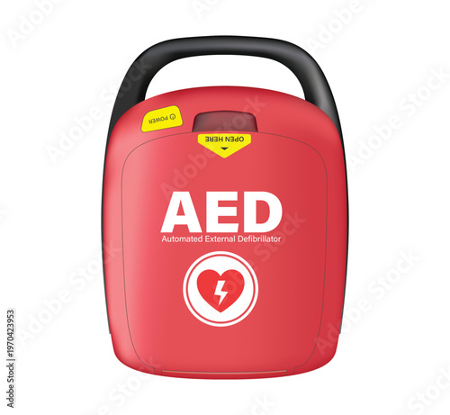 AED emergency defibrillator mockup symbol. First aid Automated external defibrillator Vector
