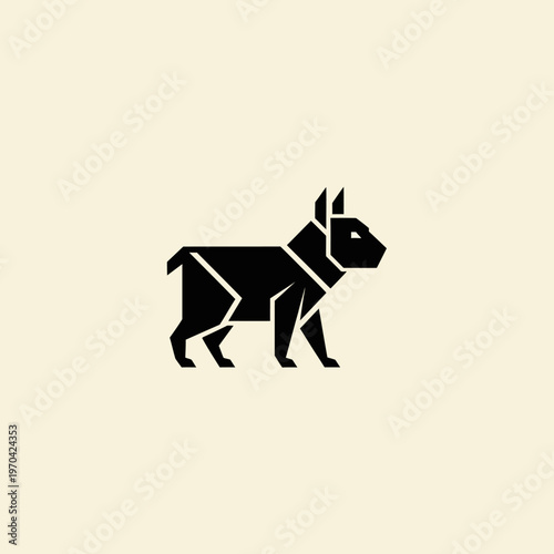 Geometric Black Dog Silhouette Logo Design.