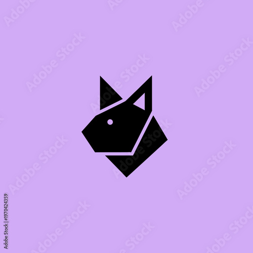Fotografie Geometric Black Cat Head Logo Design.