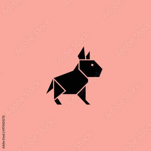 Origami Dog Silhouette Minimalist Geometric Design.