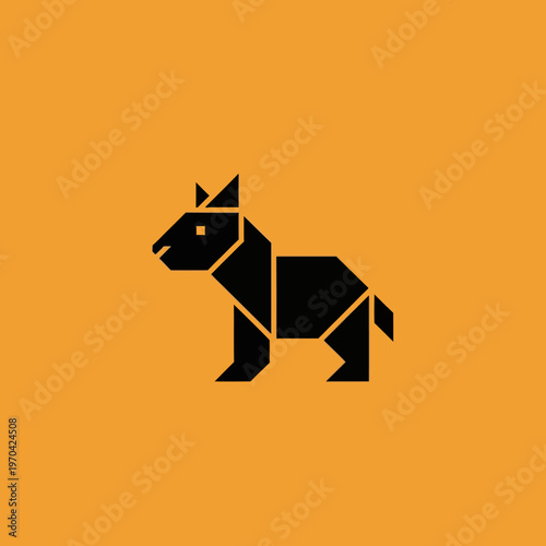 Origami Dog Silhouette Geometric Design.
