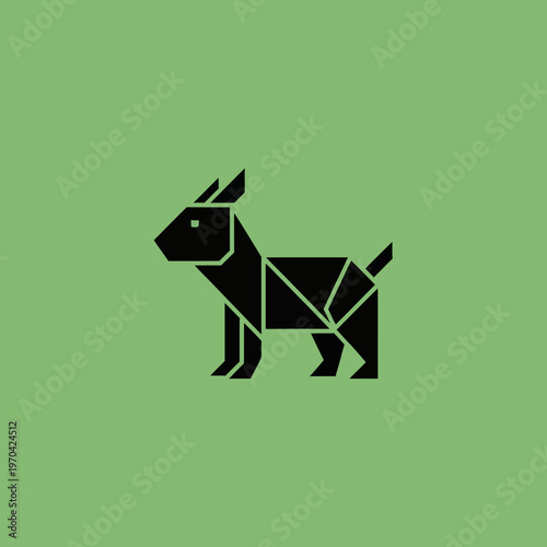 Origami Dog Silhouette Geometric Design.