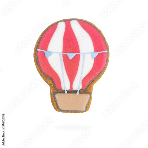 Hot Air Balloon Cookie with Icing Decoration,Isolate on a white background
