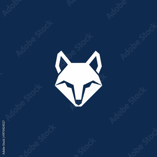 Geometric White Fox Head Logo Design.