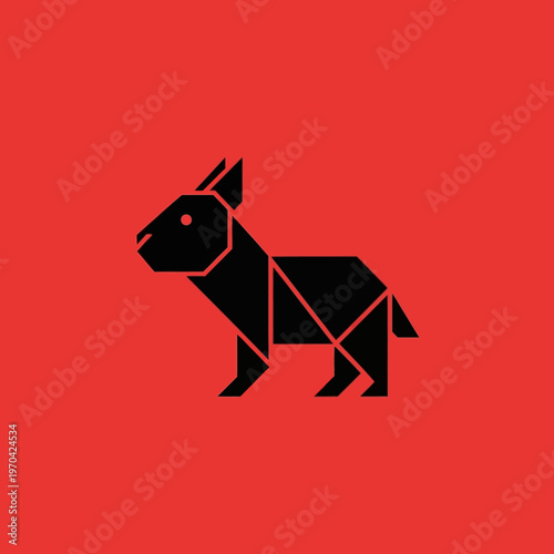 Origami Dog Silhouette Geometric Design.