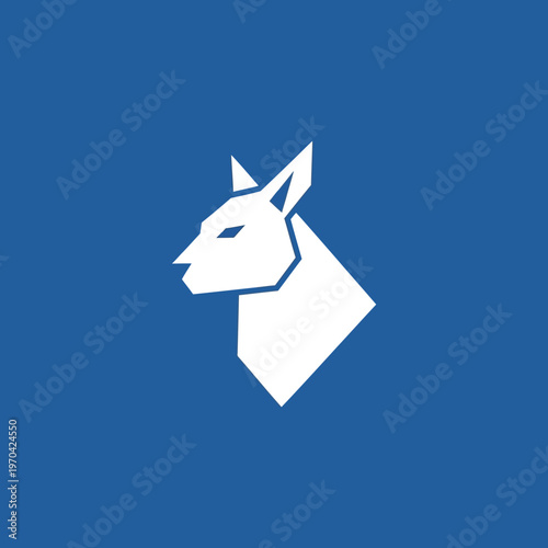 Geometric White Wolf Head Logo Design.