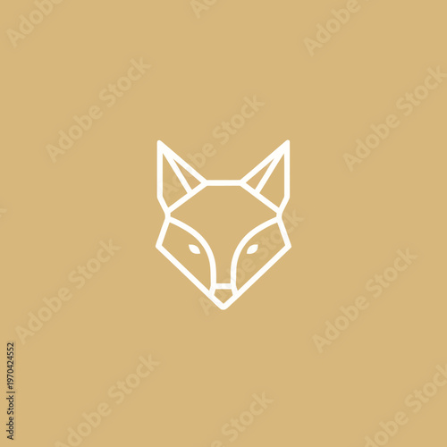 Geometric Fox Head Outline Logo Design.
