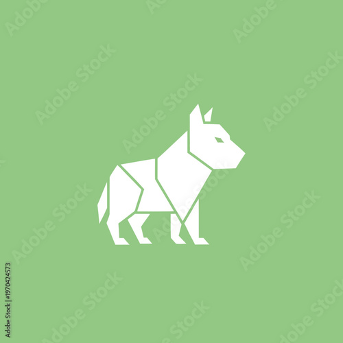 Origami Dog Silhouette Geometric Design Minimalist Art.