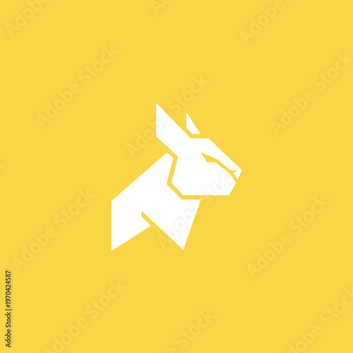 Origami Rabbit Head Geometric Minimalist Design.