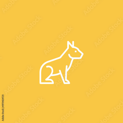 Minimalist White Dog Silhouette on Yellow Background.