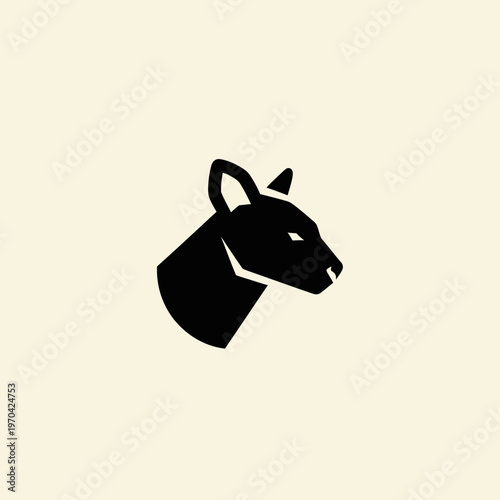 Minimalist Black Silhouette of a Fox Head.