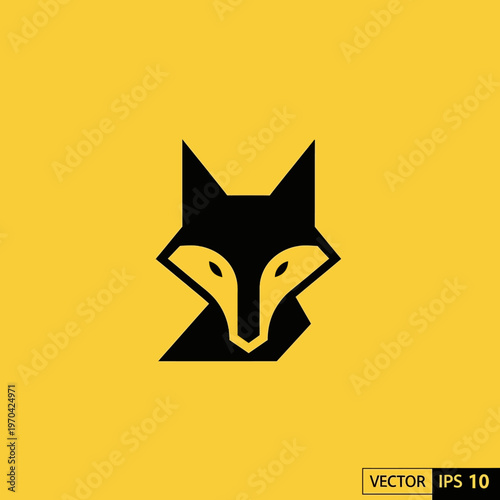 Minimalist Black Fox Head Logo Design.