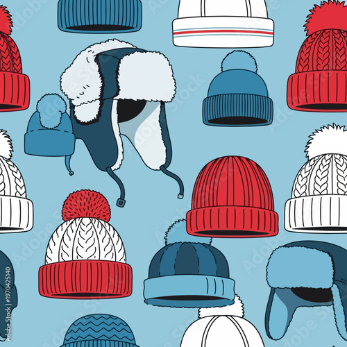 Collection of Winter Hats and Beanies Pattern.