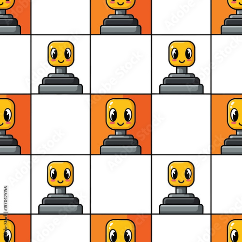 Cute Cartoon Chess Pawn Character with Happy Expression.