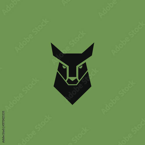 Geometric Black Wolf Head Logo Design.