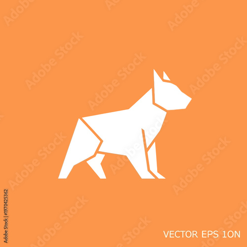 Origami Dog Silhouette Geometric Design.