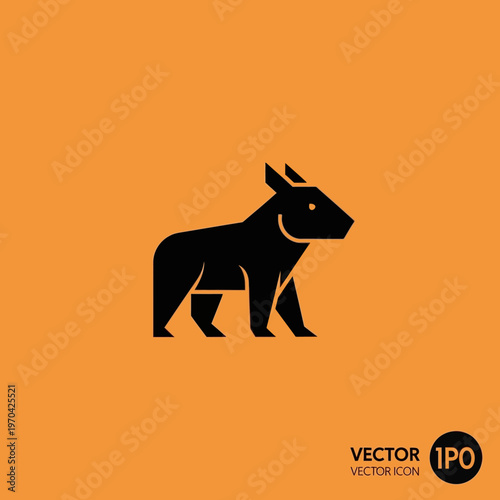 Stylized Black Tapir Silhouette on Orange Background.