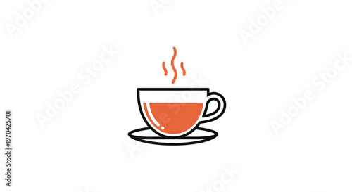 Steaming Cup of Hot Tea on Saucer.