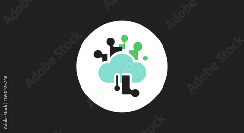 Abstract Cloud Network Technology Data Connection Icon.
