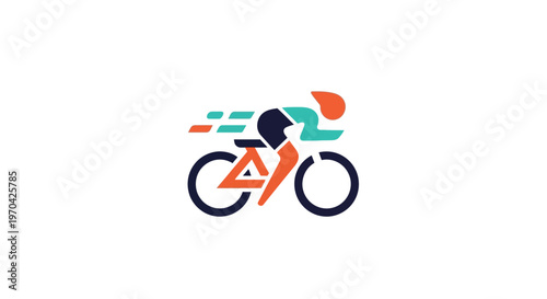 Dynamic Cyclist Logo Representing Speed and Motion.