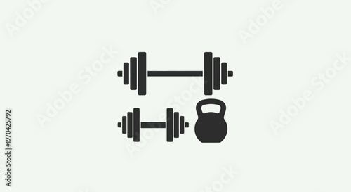 Set of Dumbbells and Kettlebell Icons for Fitness.