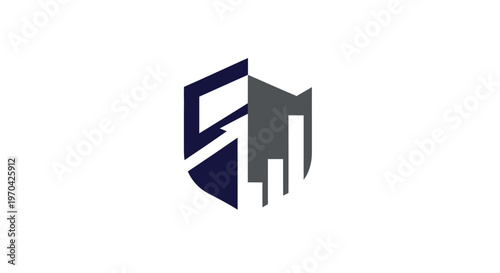 Shield with Financial Growth Chart Symbol.