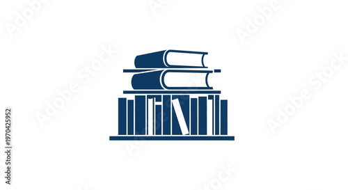Stack of Books on a Bookshelf Icon.
