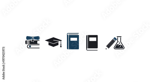 Collection of Education and Science Icons Representing Learning and Discovery.