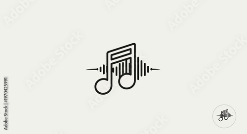 Musical Note Sound Wave Logo Design.