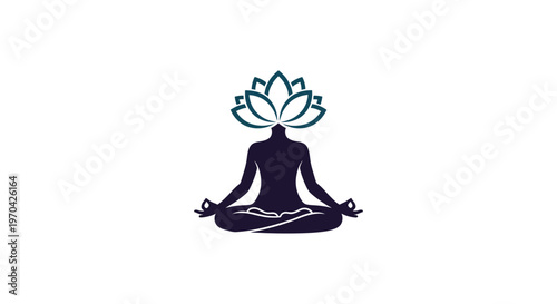Meditating Silhouette with Lotus Flower Crown.