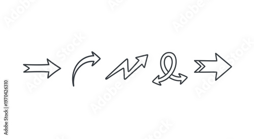 Collection of Hand Drawn Arrow Icons in Various Styles.