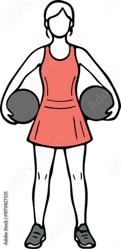 Woman Dumbbell Lateral Raise Exercise – Shoulder Workout Fitness Minimal Line Art Vector