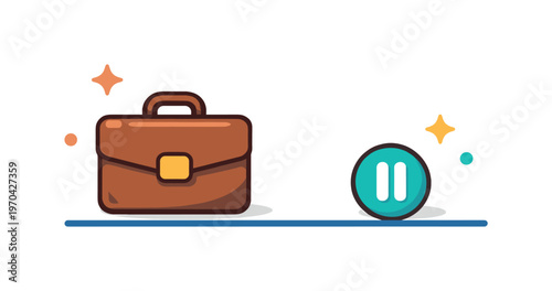 Quiet quitting and boundary setting in modern work culture focused on balanced expectations and personal limits, a briefcase placed next to a clear