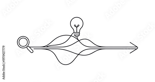 Turning complexity into clarity by refining multiple options into one clear path in a professional workflow, a continuous line forming branching