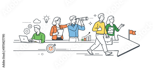 A structured forward momentum scenario where a team maintains continuous progress toward goals without interruption during execution, built around a