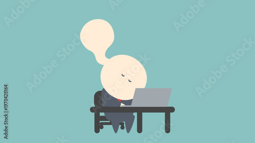 ビジネスイメージイラスト_パソコンをしながら魂が抜けかけているビジネスマン