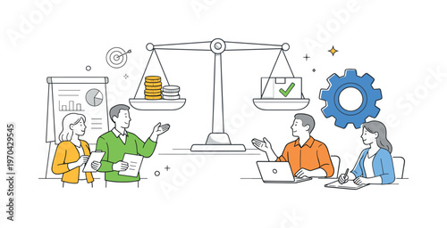 Team aligning resource allocation and improving operational efficiency together during a structured planning review in a modern office environment