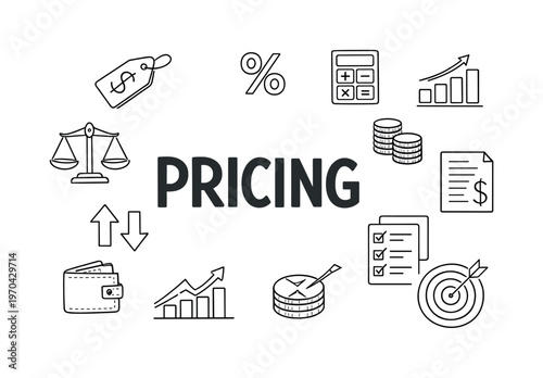 Clear pricing strategy and value positioning concept focused on setting costs, comparing options and optimizing offers in a competitive business