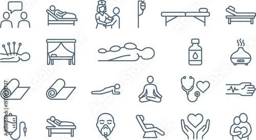 Medical icons for healthcare, wellness, and medical treatment illustrations