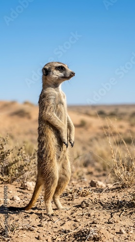 Meerkat Standing Alert Desert Wildlife Shot