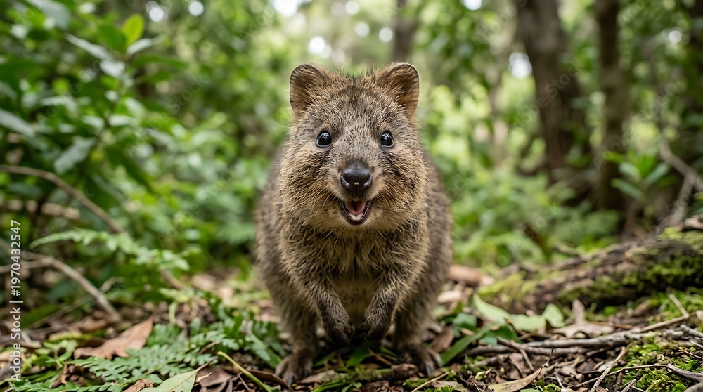 Fototapeta premium Quokka Smiling Forest Rare Cute Animal
