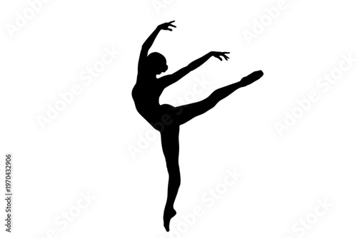 Graceful Silhouette: A ballet dancer's silhouette captures the essence of graceful movement, suspended mid-air in a fluid dance.