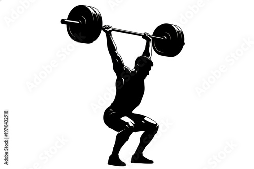 Strength and Determination: A silhouette of a weightlifter demonstrating incredible strength and dedication. The weightlifter is depicted in mid-lift.