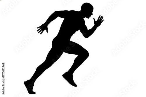 Silhouette of a Sprint: A dynamic silhouette captures a sprinter in full stride, embodying speed, power, and the pursuit of victory. 