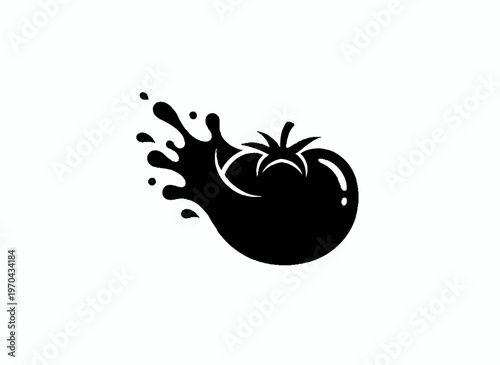 Tomato Burst Illustration: A bold, graphic depiction of a juicy tomato, rendered in silhouette with a dynamic splash, capturing the essence of freshness and flavor.