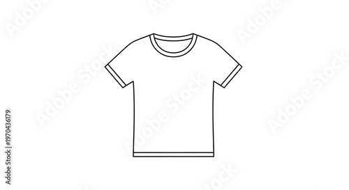 Generic blank white short-sleeved t-shirt outline vector illustration for custom apparel design, template, mockup, and fashion concepts.