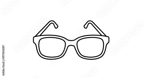Simple Outline Eyeglasses Vector Icon. Minimalist Black Line Drawing of Spectacles on White Background. Vision, Smartness, Fashion Design Element.